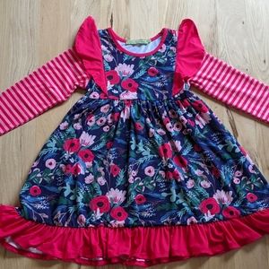 NWOT Millie Loves Lily 🌸 Flowers & Stripes 🦓 Super Soft Girls Size 6 Dress